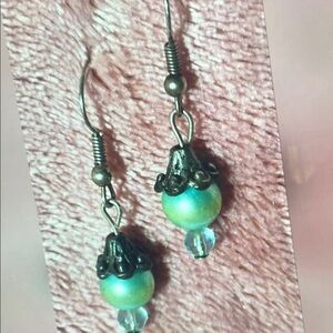 Elegant Gold and Green Drop Earrings